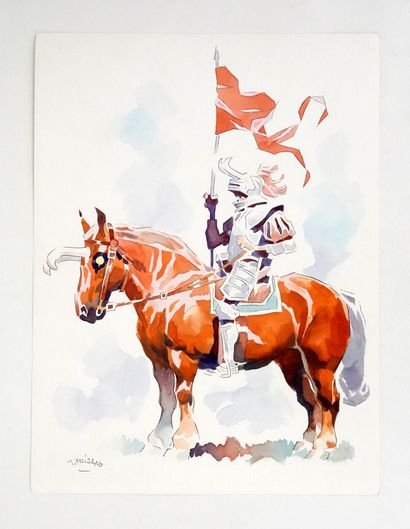 null FRISANO Thomas
Illustration représentant un chevalier
Encre de chine et aquarelle
34...