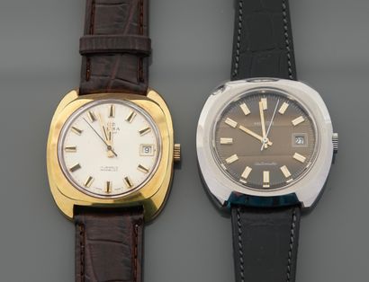 null Un lot de deux montres des années 1970 de marques Olma et Herma.

Les boitiers...