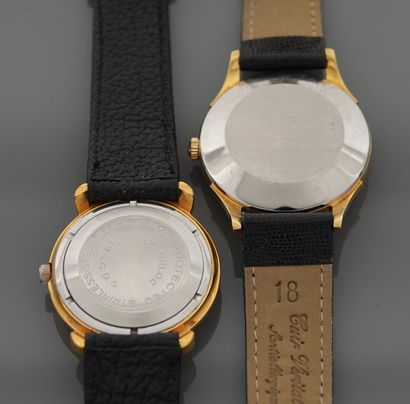 null Un lot de deux montres des années 1960 de marques Alpina et Emo.

Les boitiers...