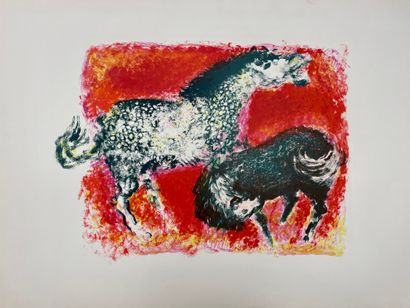 ANONYMOUS
Two Horses in the Red Background
Lithograph
Signed...