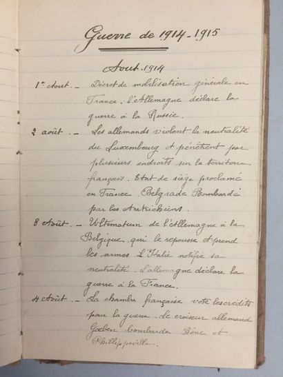 GUERRE de 1914-1918 - Manuscrit titré 