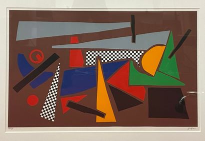 null Robert JACOBSEN (1912--1993) 
Composition abstraite 
Sérigraphie en couleur...