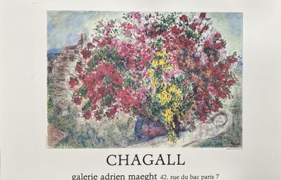 null Un lot comprenant cartes, affiches, lithographie, aquarelle d'après Chagall,...