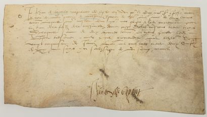 HAUTE-GARONNE. 1532. Pièce signée sur vélin...