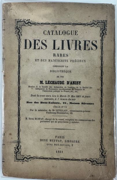 null 1861 LECHAUDE D' ANISY LOUIS-AMEDEE. (MEMBRE DE LA SOCIETE DES ANTIQUAIRES DE...