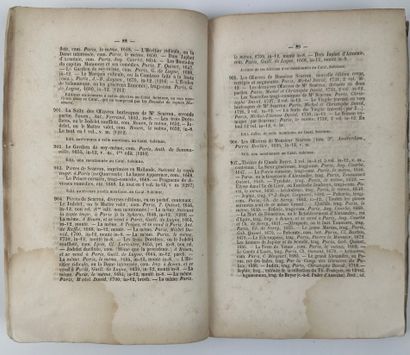 null 1848 PONT DE VESLE CATALOGUE DE BIBLIOTHEQUE Techner In-8 broché (dos manquant...