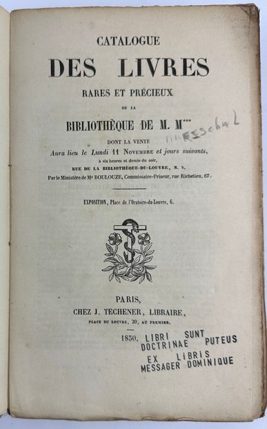 null 1850 MARESCHAL CATALOGUE DES LIVRES RARES ET PRECIEUX DE LA BIBLIOTHEQUE DE...