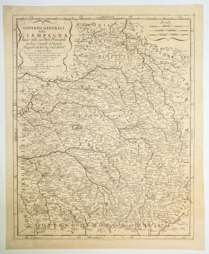 null LA CHAMPAGNE. Carte italienne de 1695. «Governo Generale della CIAMPAGNA diviso...