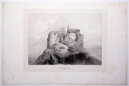 null HAUTES-ALPES. «Entrée du Château de TALLARD, Dauphiné.» Lithographie d’Eugène...