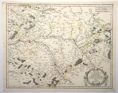 null AUBE. Carte de 1656: «Évêché de TROYES en Champagne, où sont partie des Bailliages...
