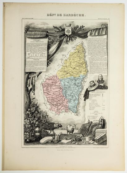 null «Département de L’ARDÈCHE.» Atlas National illustré (c. 1854). Pélissier Éditeur...
