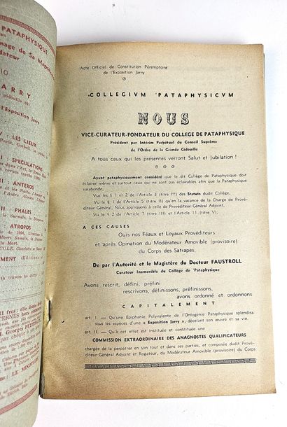 null PATAPHYSIQUE – «Expojarrysition», édité par le Collège de Pataphysique, «Viridis...