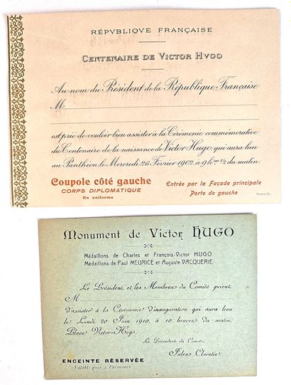 null VICTOR HUGO POST MORTEM / Ensemble de 7 documents: 1°) Broche commémorative...