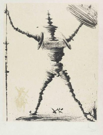 Salvador DAL(1904-1989) Don Quichotte, 1956 Lithographie sur papier japon, signée...