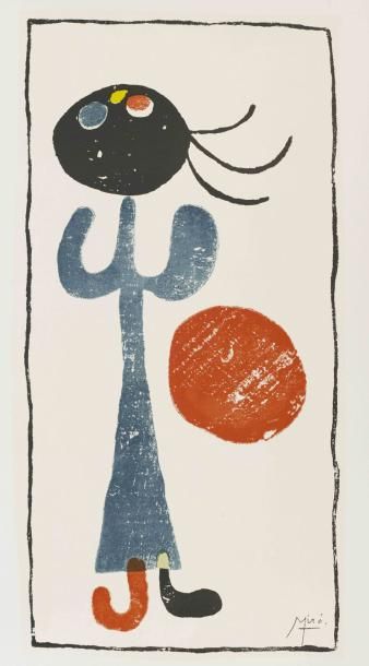 Joan MIRO (1893-1983) Fillette au ballon rouge, circa 1980 Affiche lithographique,...