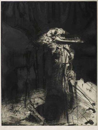 DADO (Djuric Miodrag dit) "Le lamantin", 1984 Gravure en noir sur papier signé et...