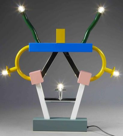 ETTORE SOTTSASS (1917-2007) Lampe de table modèle «Ashoka» à structure en tubes de...