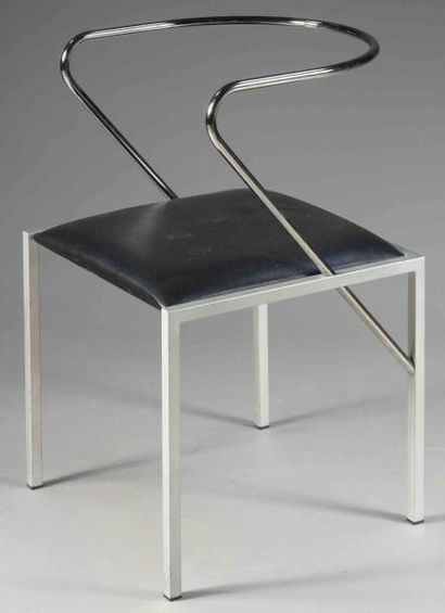 Shiro KURAMATA (1934-1991) Siège modèle «Apple Honey» en métal chromé et laqué gris,...