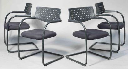 Antonio CITTERIO et Glenn Oliver LOW Suite de quatre fauteuils de bureau en métal...
