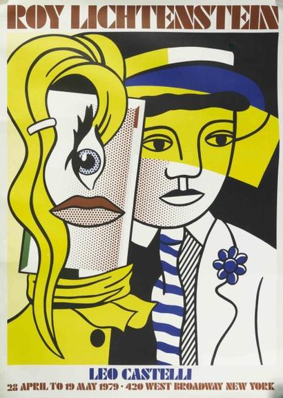 null Affiche originale 1979 entoilée de ROY LICHTENSTEIN Hommage à Fernand Léger...