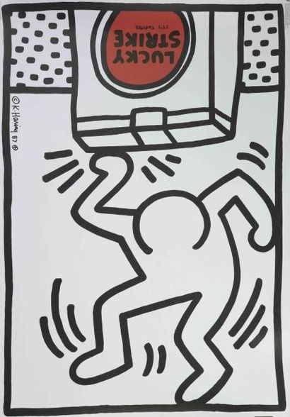 null Lot de 3 Affiches originales de KEITH HARING pour LUCKY STRIKE Lot of 3 KEITH...