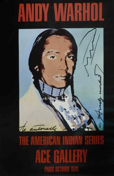 null Affiche originale d' ANDY WARHOL «ACE GALLERY - The American Indian Series»...