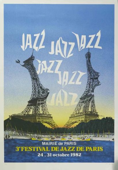 null Lithographie Festival Jazz POL BURY Signé et Numérotée Numérotée 18 / 90 et...