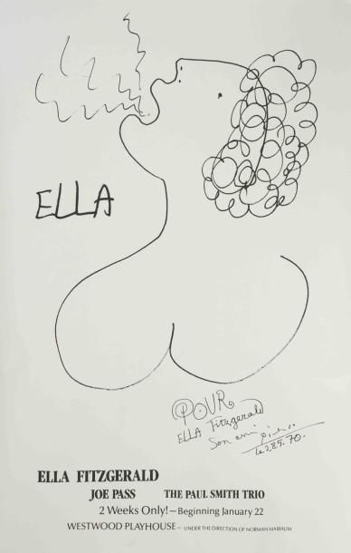 null Affiche originale d'ELLA FITZGERALD par PABLO PICASSO Format 70 x 50 cm Bon...