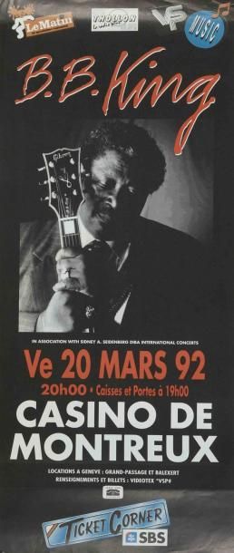 null Affiche originale B.B.KING au Casino de Montreux 1992 Format 30 x 68 cm Bon...