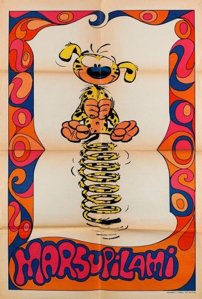 FRANQUIN Poster du Marsupilami Supplément à Spirou n° 1577 de 1968 73 x 48 cm