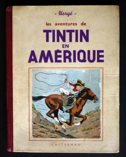 HERGÉ Tintin en Amérique Noir et blanc, 4e plat A14bis (1941). Petite image collée,...