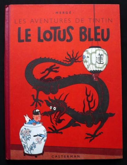 HERGÉ Tintin Le lotus bleu 4e plat B1 1946 papier épais Édition originale couleur...