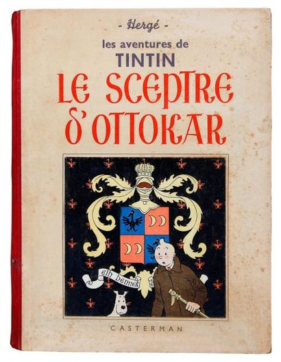 HERGÉ Tintin Le sceptre d'Ottokar 4e plat A7 (1939), petite image collée, pages de...
