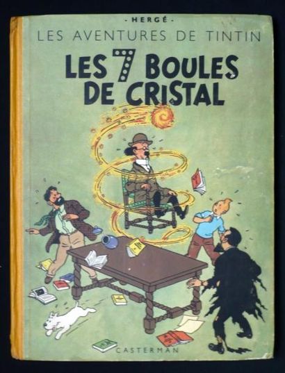 HERGÉ Tintin Les sept boules de cristal Édition originale 4e plat B2 titre en bleu...