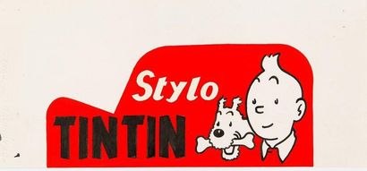HERGÉ Travail de studio pour une publicité sur les stylos Tintin comportant une belle...
