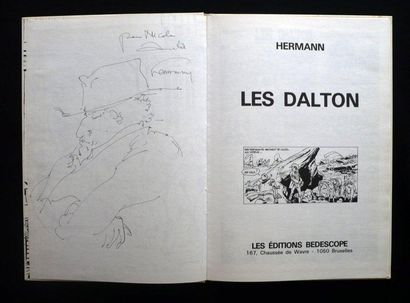 HERMANN Dédicace ancienne travaillée dans l'album Les Dalton en édition originale...