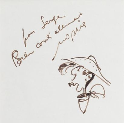 MORRIS Lucky Luke Superbe dessin Encre de Chine 19 x 17 cm