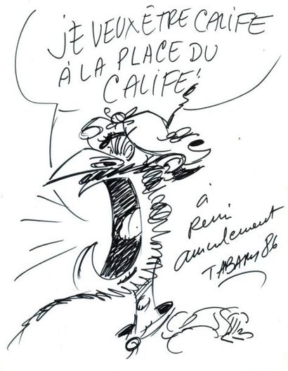 TABARY Jean Le grand vizir Iznogoud Dessin au feutre 25 x 20 cm