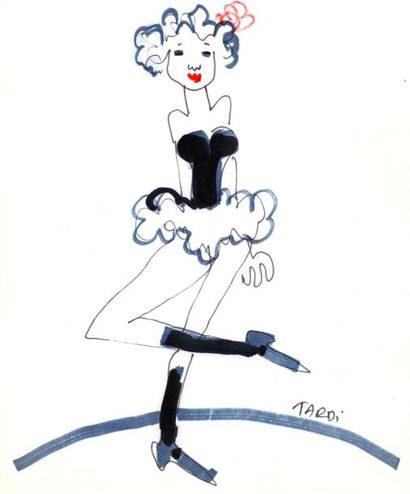 TARD Jacques Dessin original la danseuse Feutre et encre de Chine 21 x 17 cm