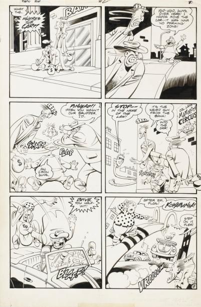 BARTA Hilary, NYBERG John Plastic Man DC Comics 1988 Encre de Chine 42 x 28 cm