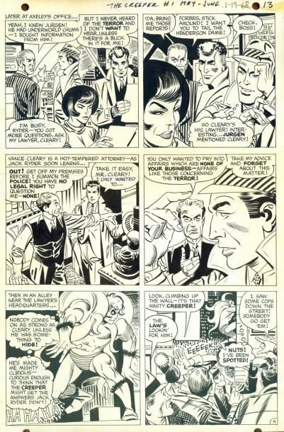DITKO Steve Beware the creeper Planche n° 9 de ce comic publié en 1968 Encre de Chine...