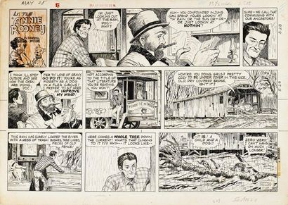 McCLURE Darrell Little Annie Rooney Planche en trois strips pour un journal américain,...