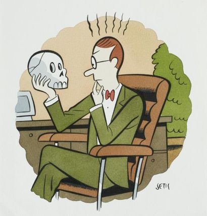 SETH Reflexion sur l'homme Rare illustration par l'auteur de Wimbledon Green Aquarelle...