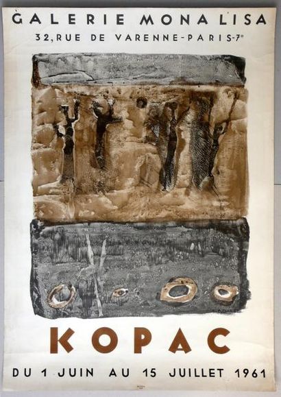 KOPAC Slavko Affiche de l'exposition Kopac à la galerie Mona Lisa, 1961 (Ft 54 x...