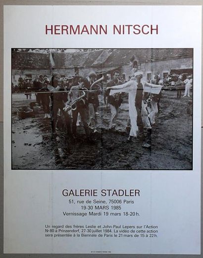 NITSCH Hermann/ MUEHL Otto Affiche Hermann Nitsch, galerie Stadler, Paris 1985 Ft...