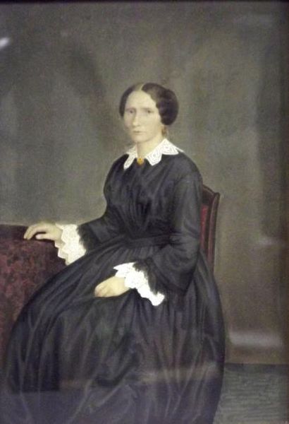 ECOLE FRANÇAISE DU XIX° SIÈCLE Portrait de femme en noir Gouache sur papier