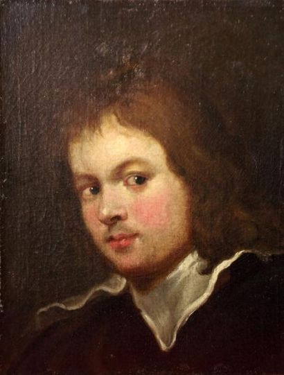 ECOLE HOLLANDAISE DU XVIIème SIECLE Portrait de jeune homme Toile 45,5 x 36,5 cm...