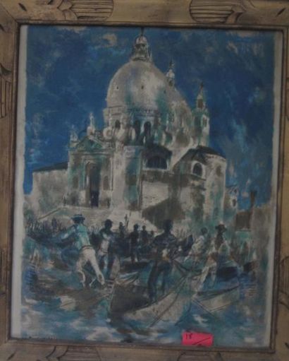Fontanarosa Sainte Marie Majeure, gouache sur papier signé en bas à gauche 53 x 45...