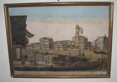 null Gravure en couleur représentant le grand canal a Venise Accidents 29 x 40 c...