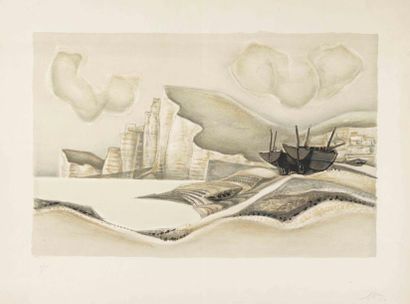 Georges DAYEZ (1907-1991) Les falaises Lithographie, signée en bas à droite, numérotée6/100...